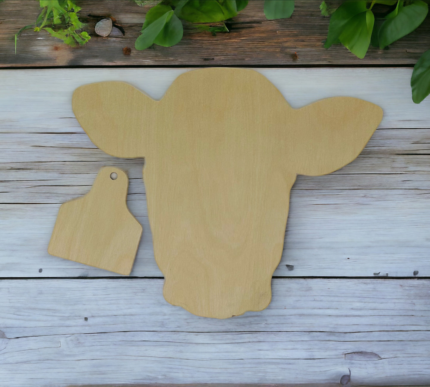 wooden cow head farming crafting supplies cutout for art and DIY projects.